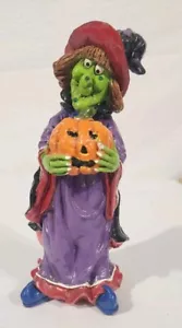 Vtg Witch Monster Holding Jack-o-lantern Pumpkin 8” Halloween Figure - Picture 1 of 9
