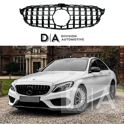 GLOSS BLACK GT FRONT GRILL GRILLE FOR 2015-2018 FITS FOR MERCEDES W205 C205 S205 - Image 1 of 4
