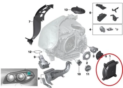 Tapa de cubierta de bombilla interior de faros de pasajero para BMW Serie 5 F10/LCI OE 2014-2016 Foto 1 de 4