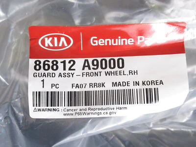 Genuine OEM Kia 86812 A9000 Passenger Front Fender Liner 2015-2021 Sedona - Image 1 of 4