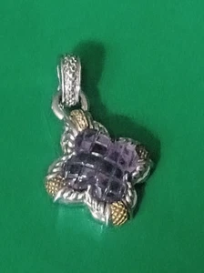 Vintage JR Two Sterling, 18k Gold, Amethyst & Diamond Pendant. 1 1/2" X 1" - Picture 1 of 3