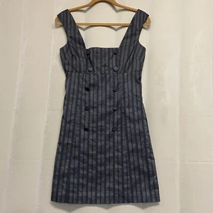 Ben Sherman Women’s Dress XS Designer Graphic Stripes Mini Square Neck - Picture 1 of 9