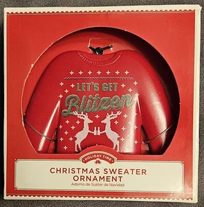 Ugly Christmas Sweater Ornament Let's Get Blitzen Red New in Box - Picture 1 of 2