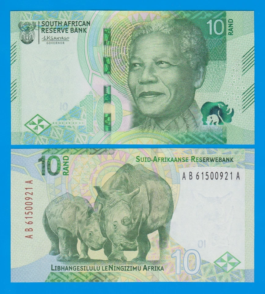 South Africa 10 Rand P 148 NEW Design 2023 UNC Nelson Mandela, Rhino - Image 1 of 1