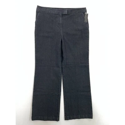 Pantalones de pierna recta Attention para mujer azules tiro alto elásticos refinados denim 14 nuevos Foto 1 de 4