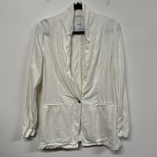 OFF WHITE Blazer donna misto lino Oldy Navyia t Sianco bianco sporco estivoo ufficios
