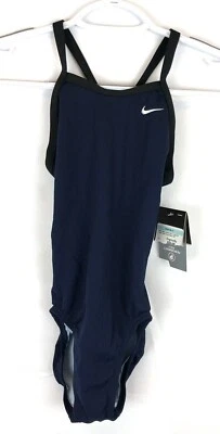 Nike Girls Solid Racerback One Piece Swimsuit Navy Size 24/8 - Image 1 of 2