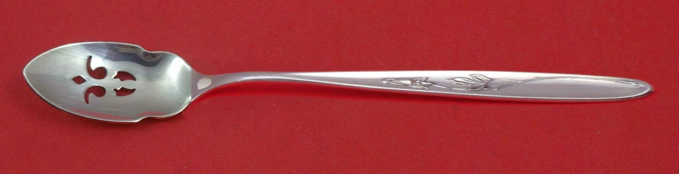 Rose Solitaire by Towle Sterling Silver Olive Spoon Pierced Long 7 3/4" Custom - Image 1 of 1