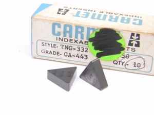 NUOVO SURPLUS 10 pezzi. LOTTO INSERTI IN CARBURO CARMET TNG 332 GRADO: CA443 - Foto 1 di 5