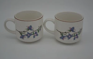 Set Citation Woodhill Pattern Flat Stoneware China Floral Flower Tableware Mugs - Picture 1 of 5