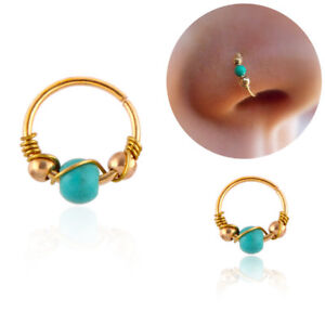 Nose Ear Ring Hoop Opal Bead Ball Ear Cartilage Helix Tragus Earring Piercing SG