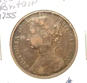 Great Britain 1875 large date penny KM 755 VF/XF - Picture 1 of 2