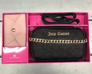 Juicy Couture Geschenkset Kameratasche, Kartenetui mit Umschlag & verstellbarer Riemen schwarz - Bild 1 von 9