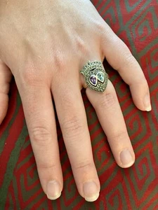 Sterling Markasit Amethyst und Blautopas Krone Ring 6,75 SIGNIERT JH - Bild 1 von 12