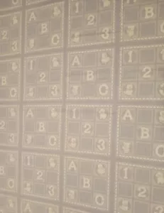 Vintage Polycotton Nursery Fabric Baby Blocks Panel Periwinkle White - Picture 1 of 3