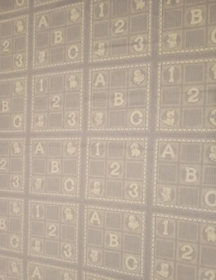 Panel de bloques de bebé vintage de tela de polialgodón blanco periwinkle Foto 1 de 3