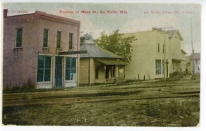 1909 POSTCARD PORTION OF MAIN STREET LA VALLE, WISCONSIN POSTED - Bild 1 von 2