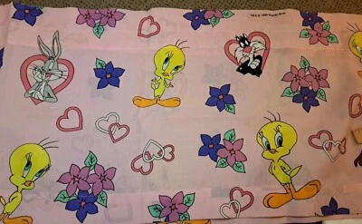 Vintage Looney Tunes Tweety & Sylvester Window Curtain Valance 16.5"x83” Bibb   - Image 1 of 4