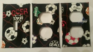 SOCCER LIGHT SWITCH COVER AND OUTLET PLATES, FUN & ACTIVE! -FREE SHIPPING - Picture 1 of 3