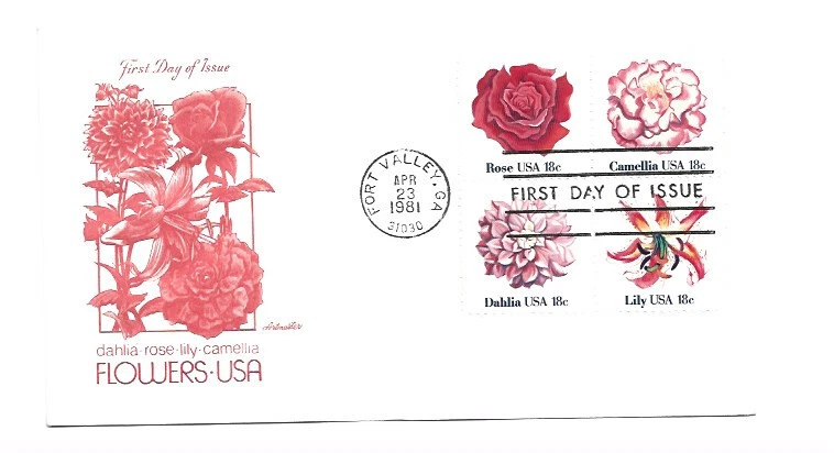 1876-79 Flowers, Artmaster, block of 4, FDC - Image 1 of 1