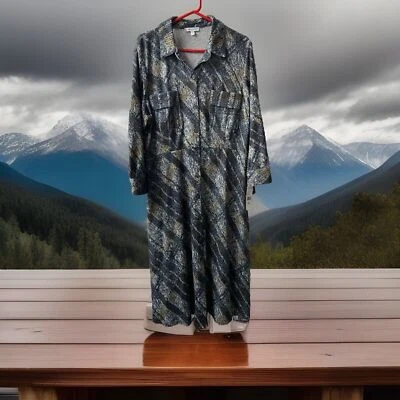 Nuevo con etiquetas Abrigo Sandra Darren House Para Mujer XL Gris Tostado Blanco Tejido Vestido con Botones Foto 1 de 4