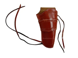 Leather Gun Holster OWB Long Barrel Fit Sea Shell Tooled Red - Right Handed - Picture 1 of 4