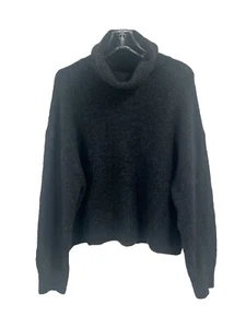 H&M Oversized Characoal Gray Turtleneck Sweater Wool Alpaca Sz M Dark Academia - Picture 1 of 6
