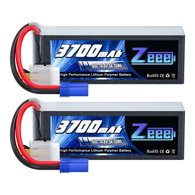2x Zeee 14.8V 60C 3700mAh 4S Lipo Battery EC5 for RC Helicopter Airplane FPV Car - Image 1 of 4
