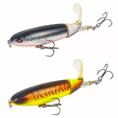 2PCS Whopper Plopper Topwater Floating Fishing Lures Rotating Tail for Bass - Image 1 of 4