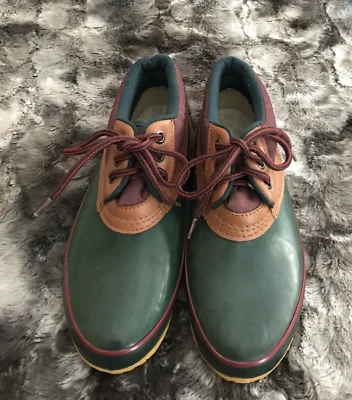 Woodstock Mujer Talla 8 Verde Marrón Rojo Impermeable Cuero Pato Botines B6 Foto 1 de 4