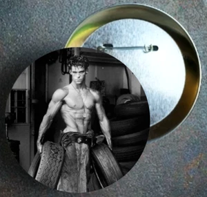 Gay Male Pin Hunk Beefcake LGBTQ Southern Decadence Herb Ritts Fred With Tires - Picture 1 of 3