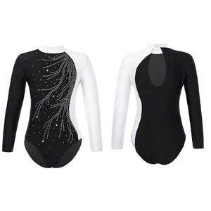 Kids Girls Ballet Dance Leotard Stage Show Unitard Dancing Dancewear Shiny - Picture 1 of 46