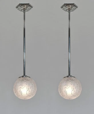 MULLER FRERES пара французских подвесных светильников в стиле ар-деко 1925 г. 4 пары в наличии - Изображение 1 из 4