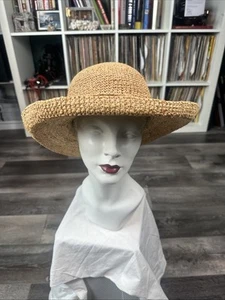 Raffia Straw Hat Vintage Wide Brim Summer - Picture 1 of 7