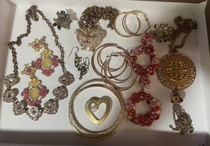 LOT OF 21 + Mixed Costume Jewelry Earrings Necklaces Brooch Rhinestones CC4 - Picture 1 of 14
