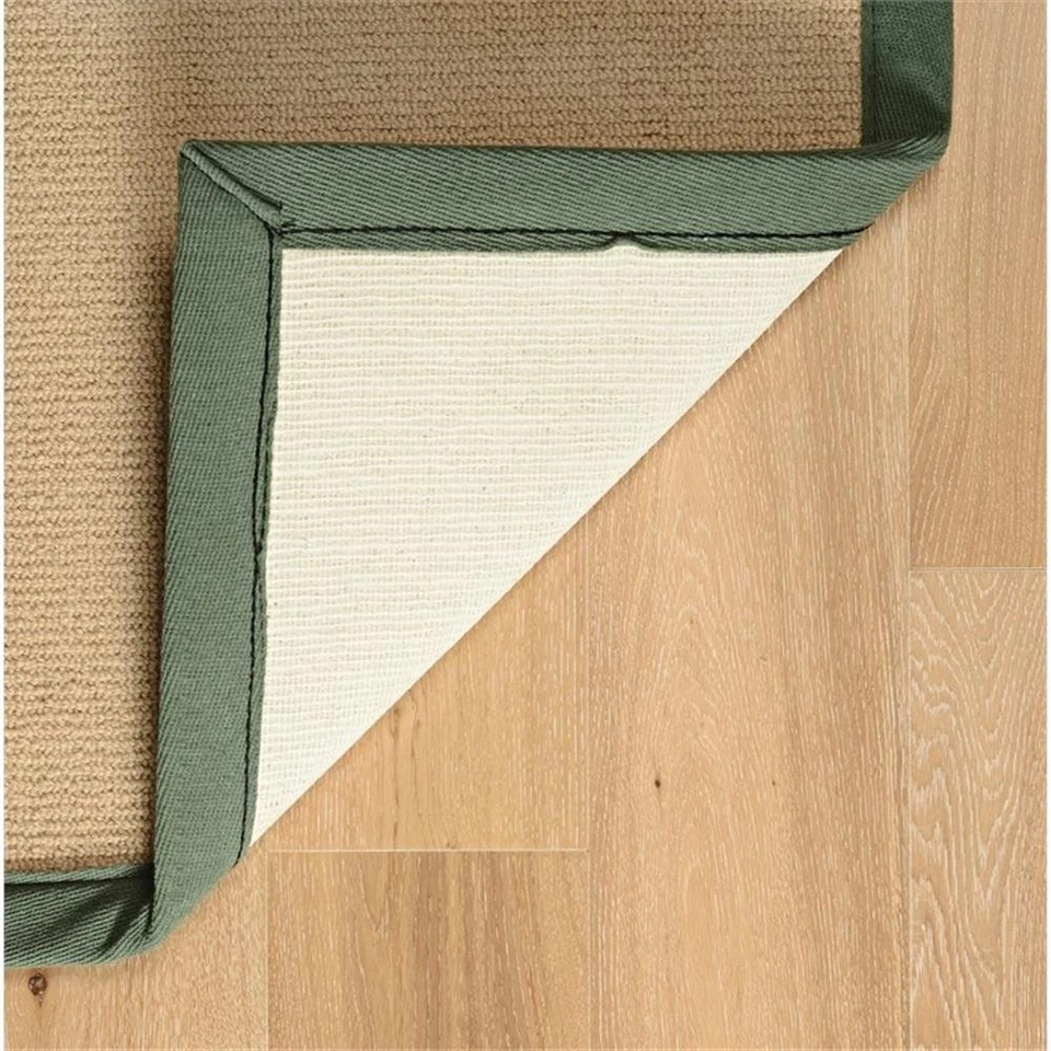 Linon Athena Machine Tufted Wool 2'6"x8' Rug in Sisal and Green - Image 1 of 4