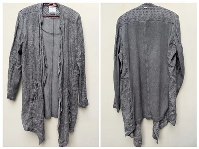 Giacca donna asimmetrica Sandwich taglia 42 lino cotone aperto lagenlook grigio gotico - Immagine 1 di 4