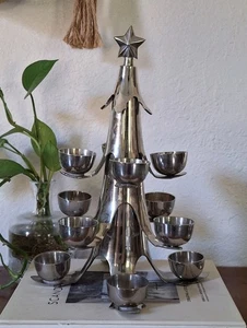 Pottery Barn Chrome Christmas Tree Candle Holder 13" Tall Holds 12 Ball Candles - Picture 1 of 6