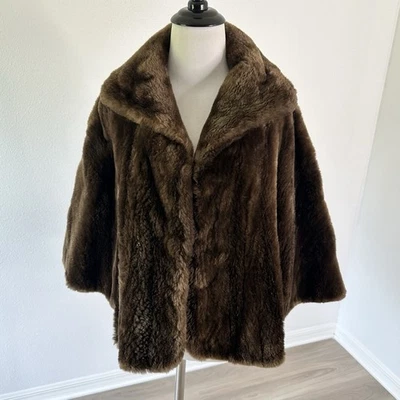 Vintage Brown Sheared Mink Super Soft Luxurious Shawl Wrap Party Wedding - Image 1 of 4