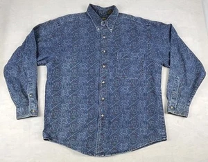 Camisa Eddie Bauer Camisa Denim Azteca Abotonada Para Hombre XL EE. UU. De Colección Y2K Años 90’s - Imagen 1 de 7
