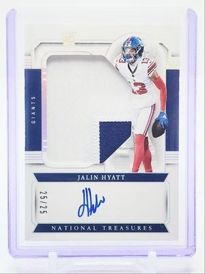 JALIN HYATT 2023 NATIONAL TREASURES RPA ROOKIE PATCH SILVER AUTO 25/25 Q4270 - Image 1 of 2