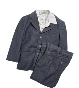 van heusen Boys Suit Size 4 Black Pin Striped Vintage - Picture 1 of 5