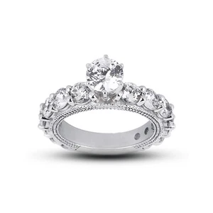 11.18ct G/SI2 Round Natural Diamonds Plat Vintage Style Ring with Wedding Band - Picture 1 of 8