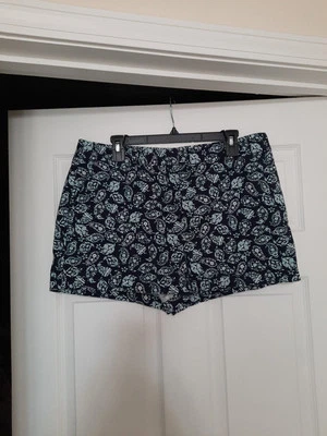 Pantalones Cortos Chinos Ann Taylor Loft Talla 12 Original Azul Náutico Geométrico Algodón Foto 1 de 4