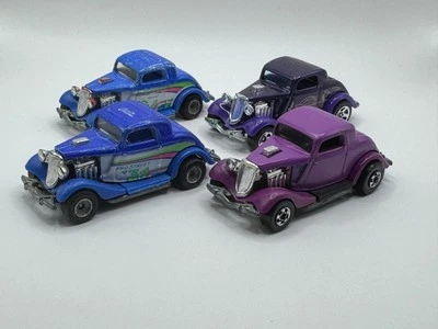 4 VINTAGE 1979 HOT WHEELS '34 PRO STREET FORD COUPE CAL PERSONALIZADO AZUL ROXO - Imagem 1 de 4
