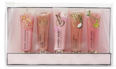 NEW Victoria's Secret Flavor Favorites 5 Piece Lip Gloss Set Candy Baby Kiwi +++ - Image 1 of 2
