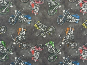 Coast to Coast Motorcycle Print 100% Cotton Fabric - Picture 1 of 1