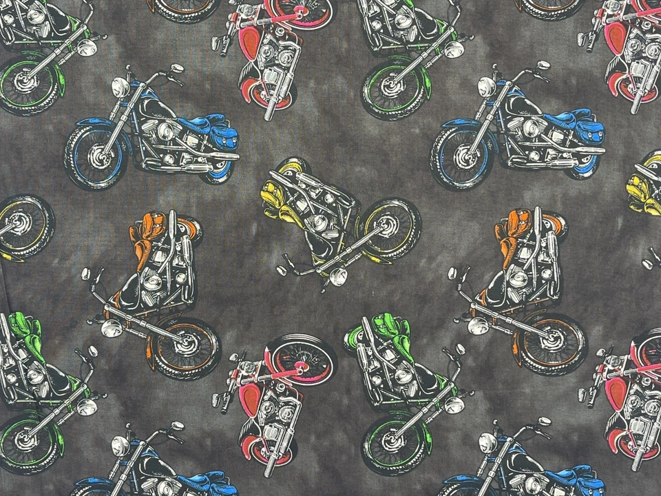 Coast to Coast Motorcycle Print 100% Cotton Fabric - Image 1 of 1