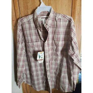 Wrangler Manica Lunga Xl Resistente Abbigliamento Plaid Marrone e Rosso - Foto 1 di 2