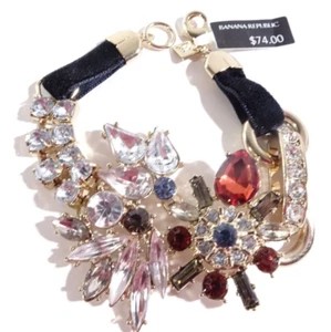 Banana Republic Women's Jeweled Fireworks Treasure trove Velvet Bracelet NWT 74 - Picture 1 of 10